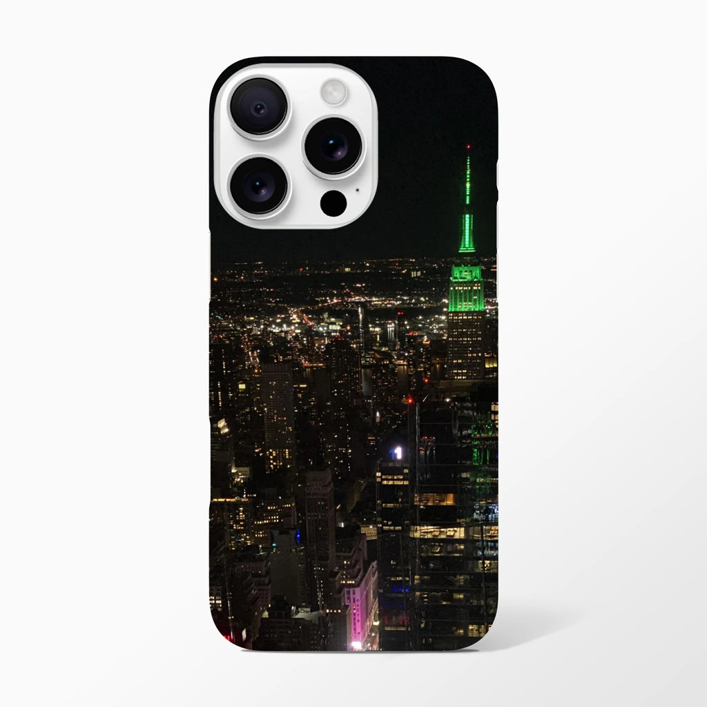 NYC Skyline night phone case for iPhone 16 Pro Max with sleek slim design and durable protection, featuring cityscape print.
