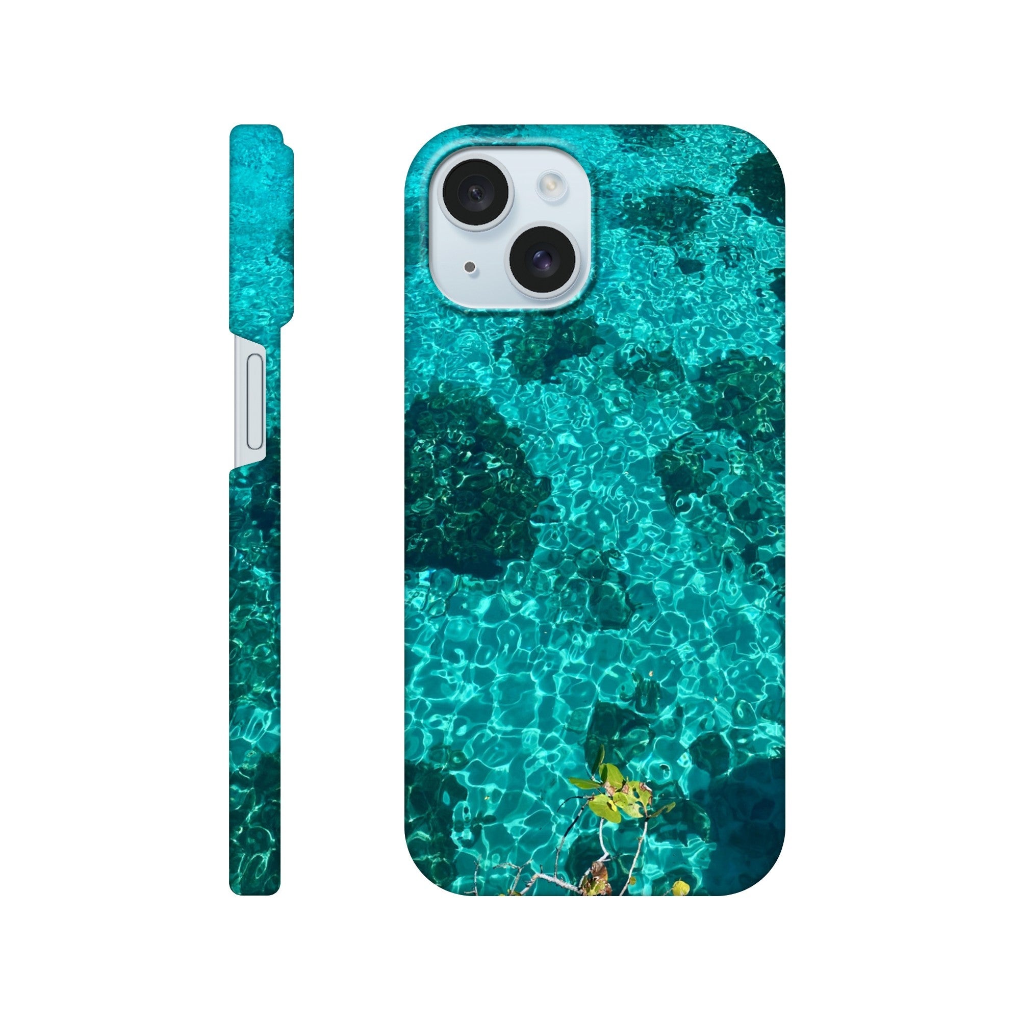 Blue Slim iPhone 16 Pro Max cover with beach and artistic print, durable and trendy phone case, perfect gift for her.