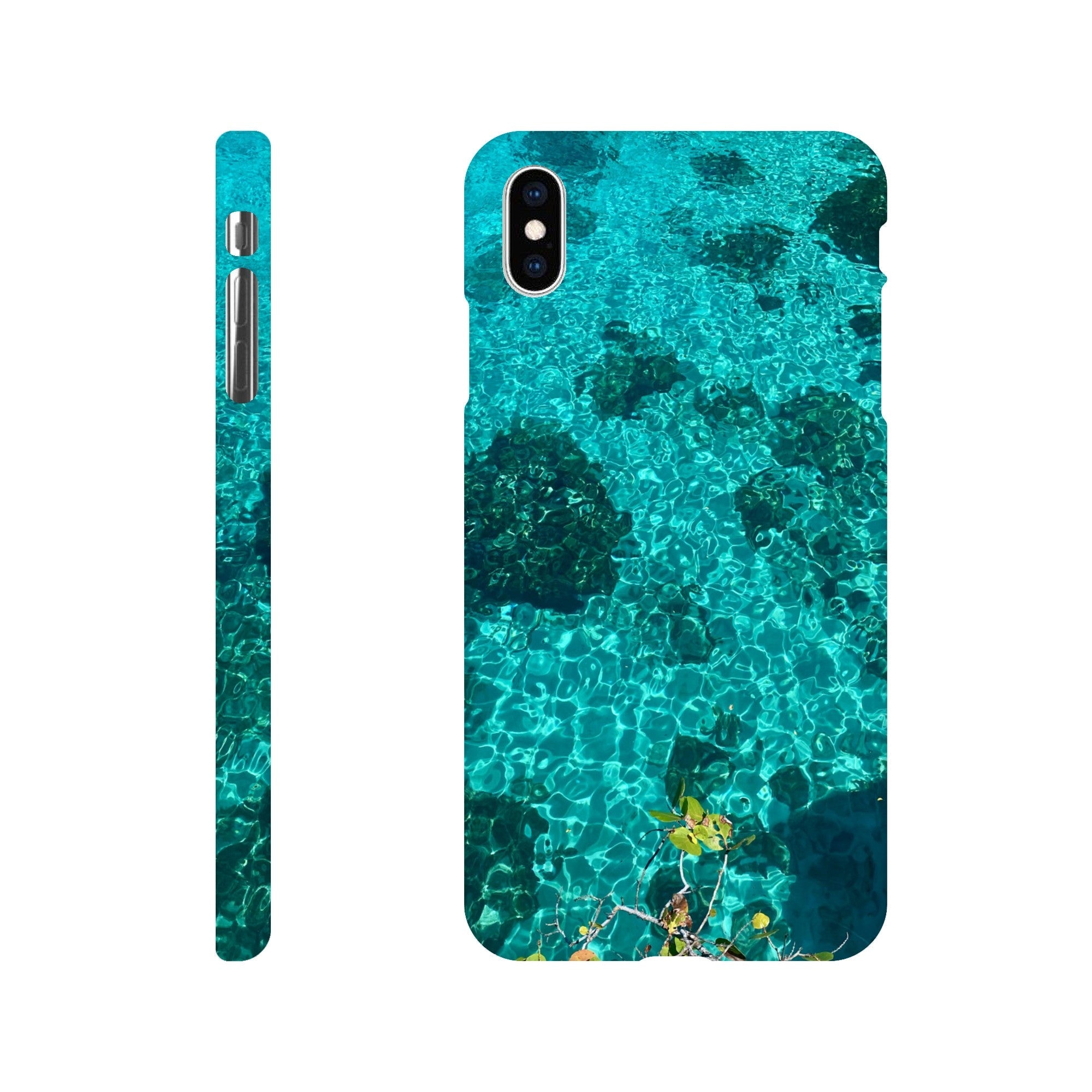 Blue Slim iPhone 16 Pro Max cover with beach print, durable and artistic, trendy phone case designed by My Store for stylish protection.