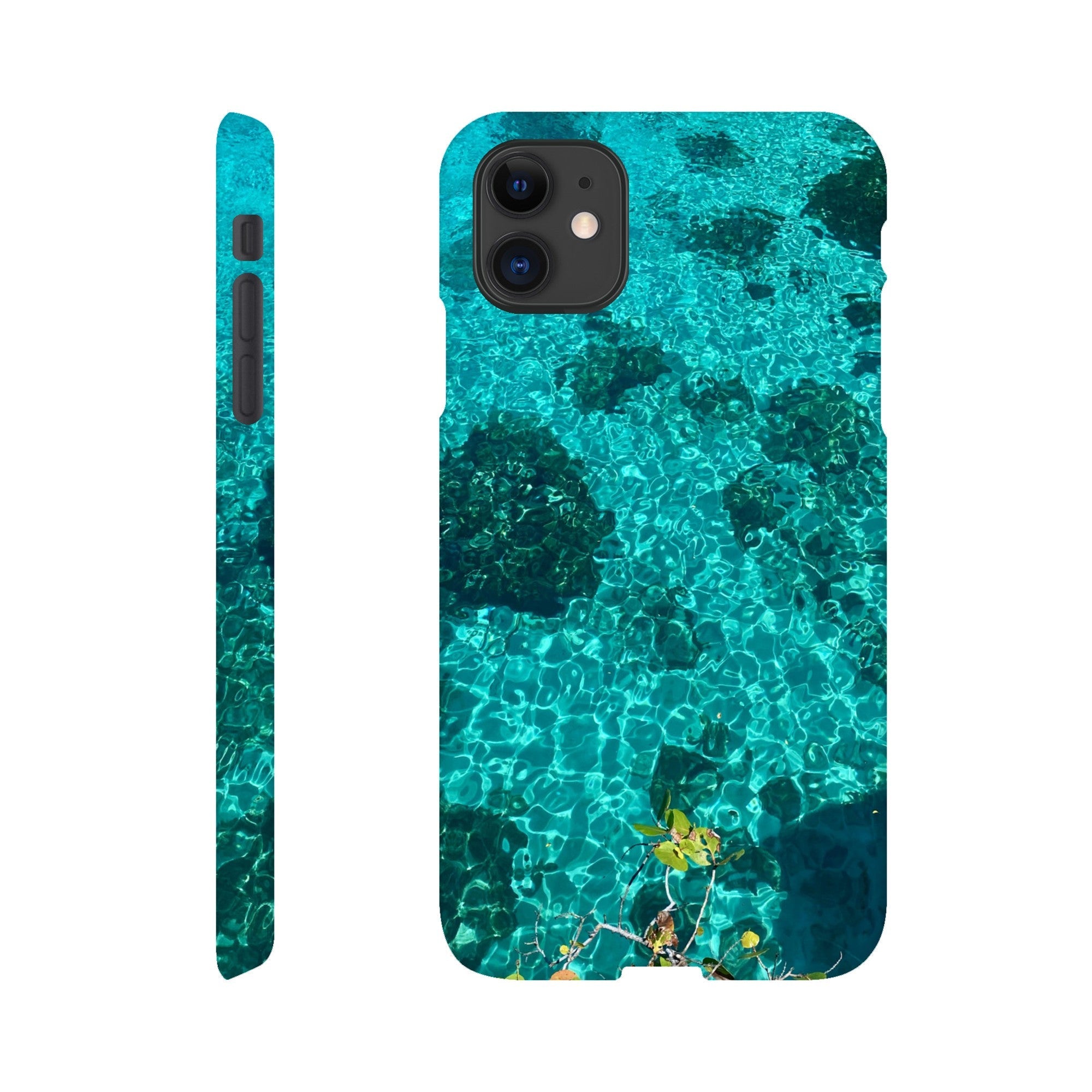 Blue Slim iPhone cover with beach print, durable and artistic design, ideal trendy gift for her for iPhone 16 Pro Max.