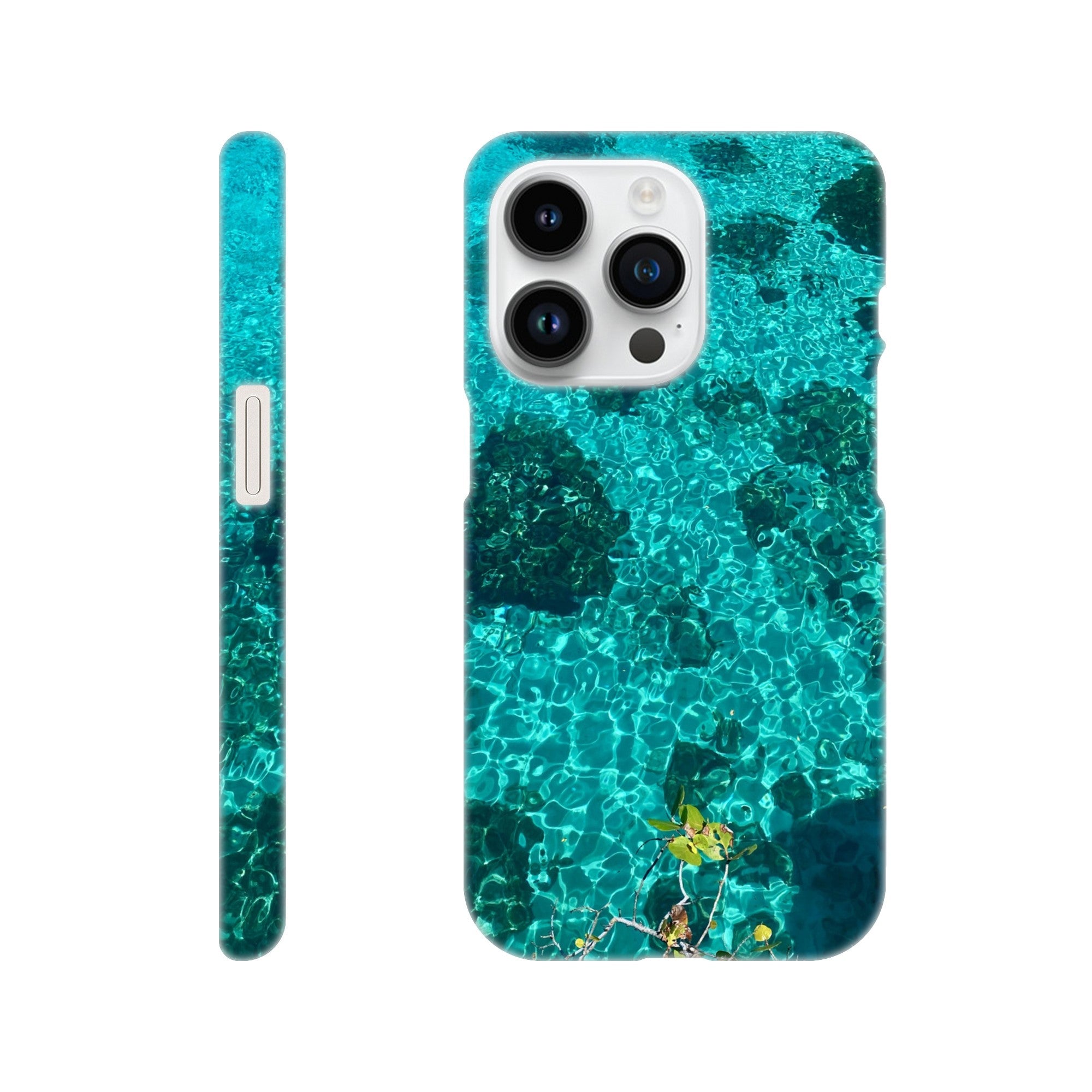 Blue slim iPhone 16 Pro Max case with artistic beach print, durable design, perfect gift for her, from My Store.