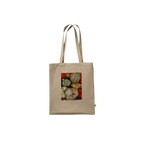 Autumn Harvest tote bag with rustic pumpkin and gourd print, made from natural print material, farmhouse market style design.
