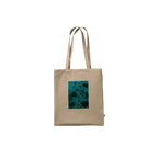 Eco-friendly cotton tote bag with long handles, featuring a chic Caribbean Magic print on natural-colored fabric.