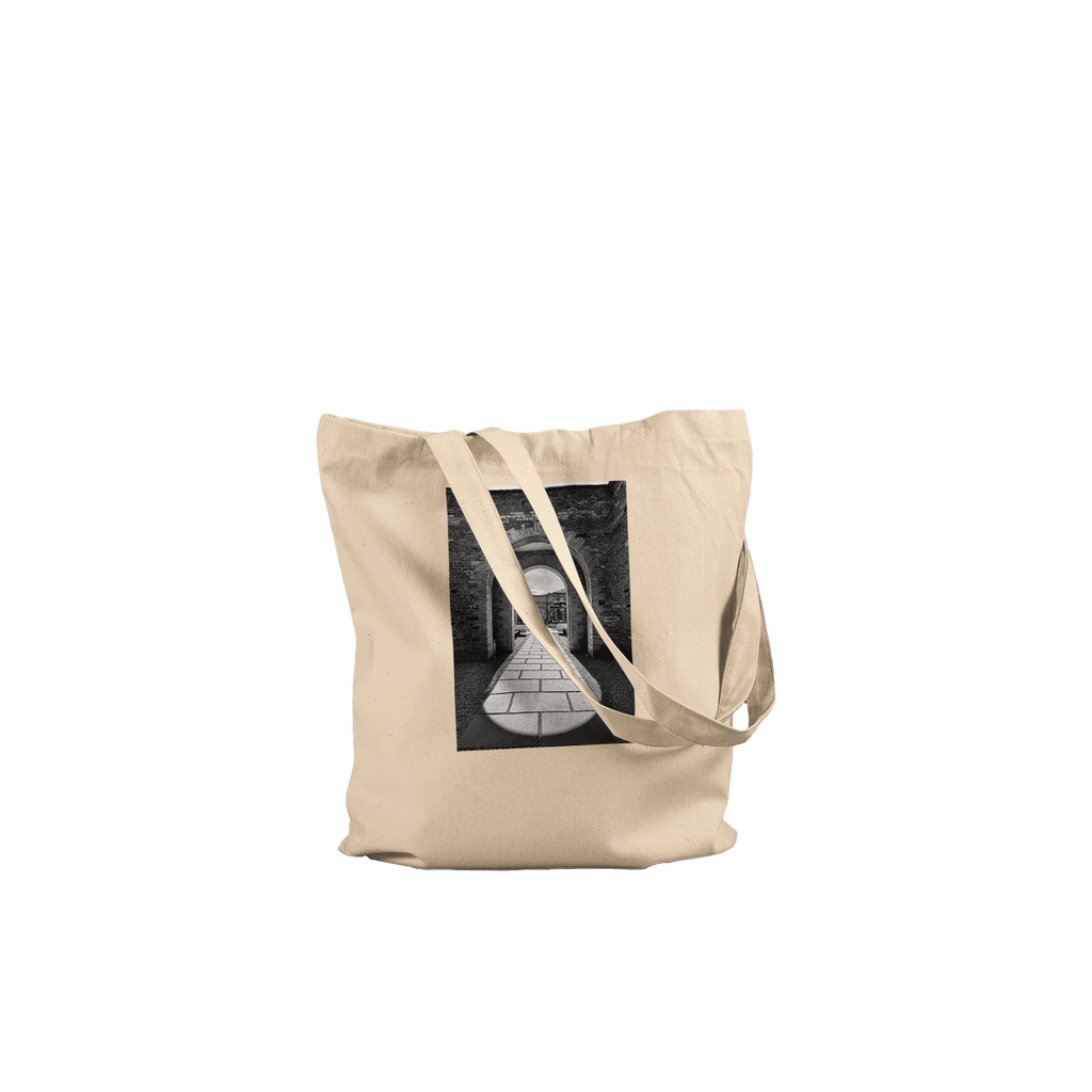 Cotswolds Estate Summer Light Arches tote bag by My Store made of eco-friendly cotton with a floral print design.