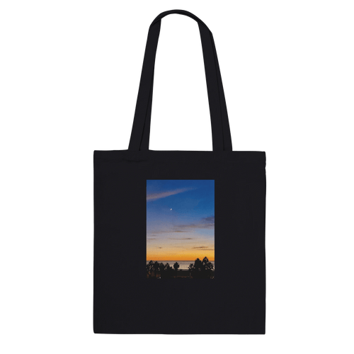 California Sunset tote bag made of 100% cotton with a vibrant West Coast sunset design, eco-friendly and stylish.