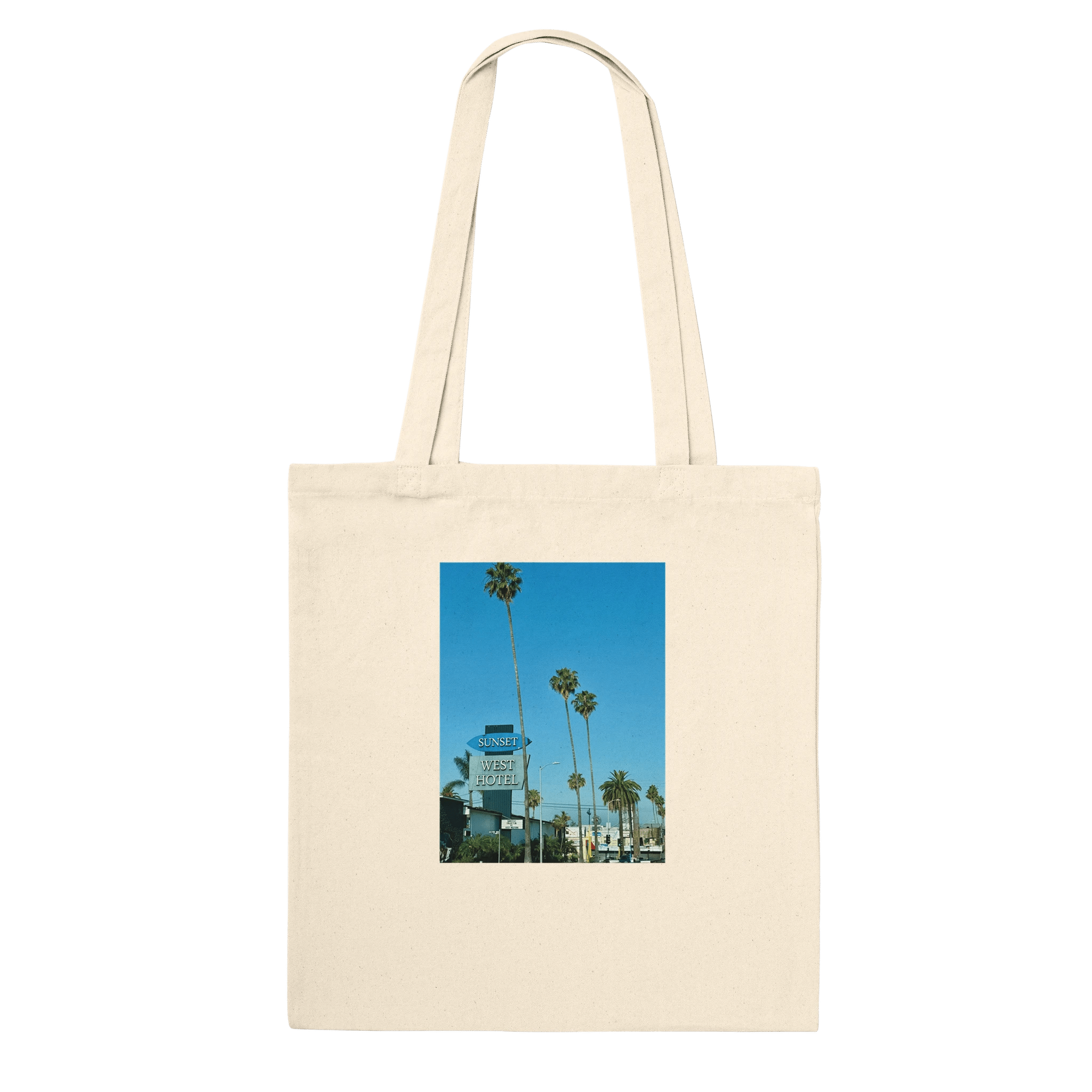 Eco-friendly Sunset Blvd West tote bag by My Store featuring stylish LA-inspired print on durable material.