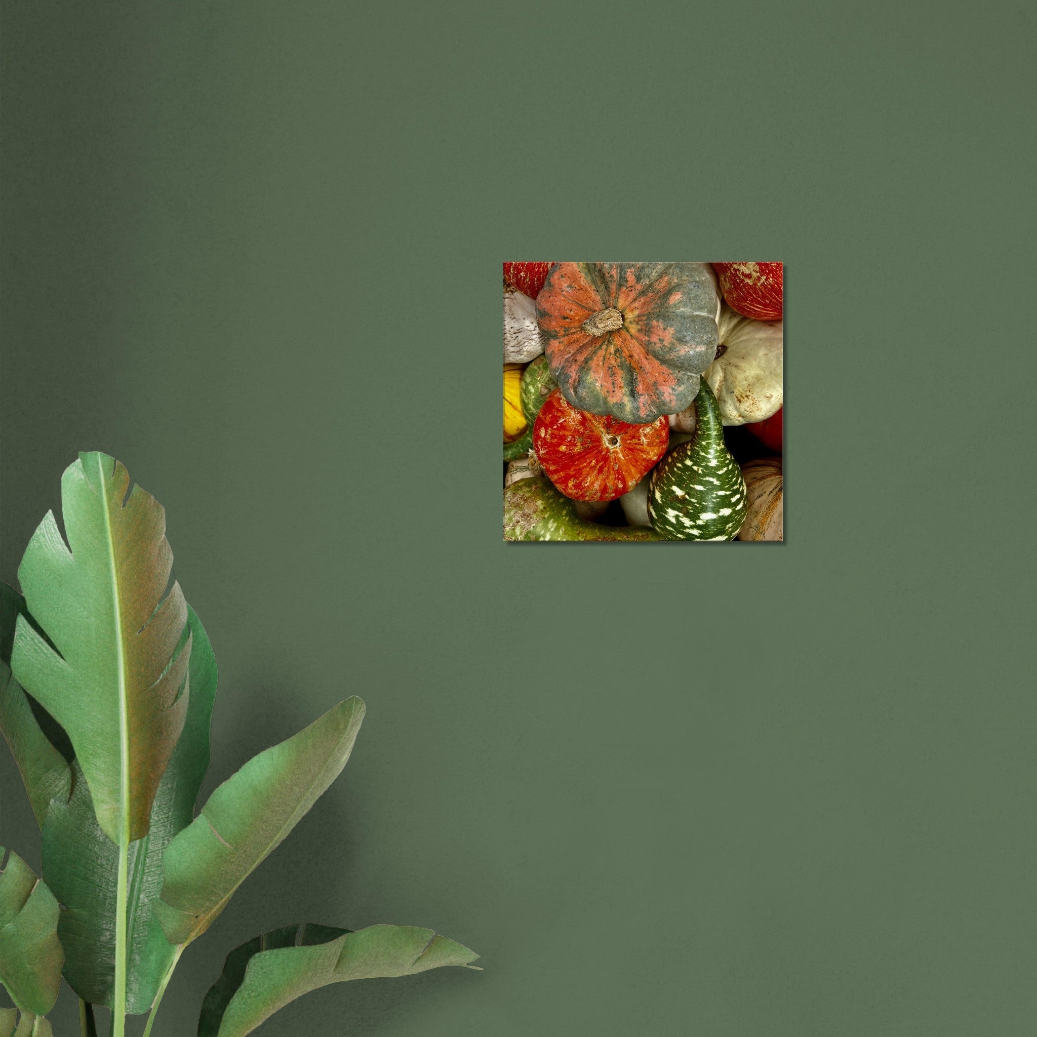 Vibrant Halloween wall art canvas featuring colorful pumpkins in various shapes, festive harvest vibes for seasonal décor.