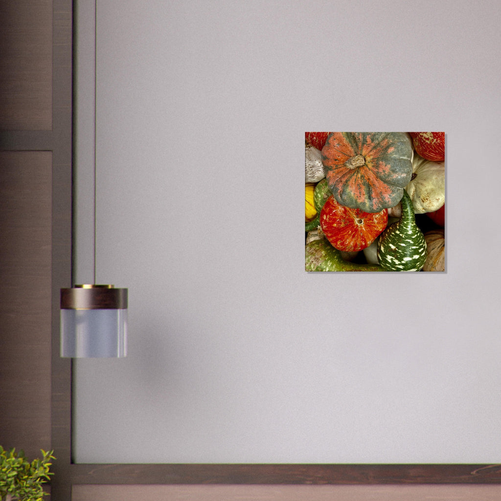 Vibrant Halloween wall art canvas featuring colorful pumpkins in various shapes, perfect for festive décor.