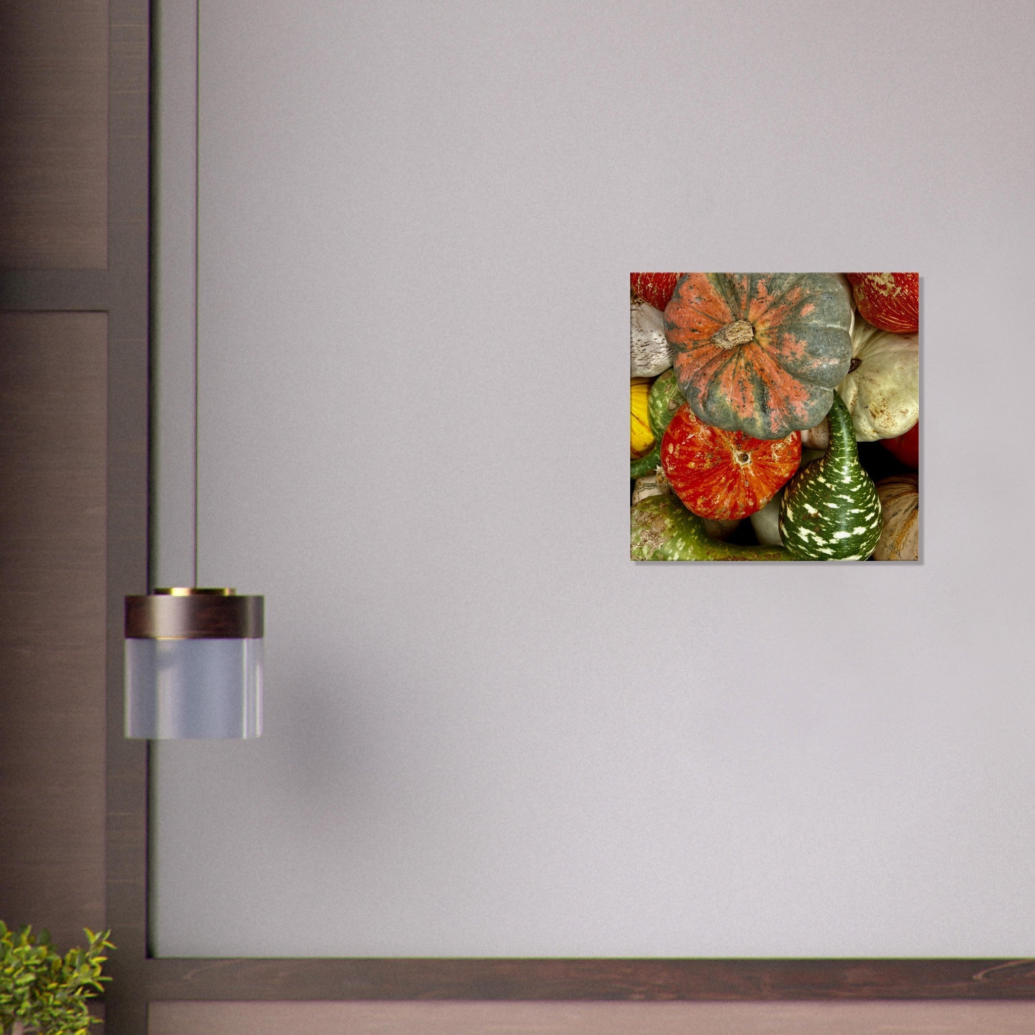 Vibrant Halloween wall art canvas featuring colorful pumpkins in various shapes, perfect for festive décor.