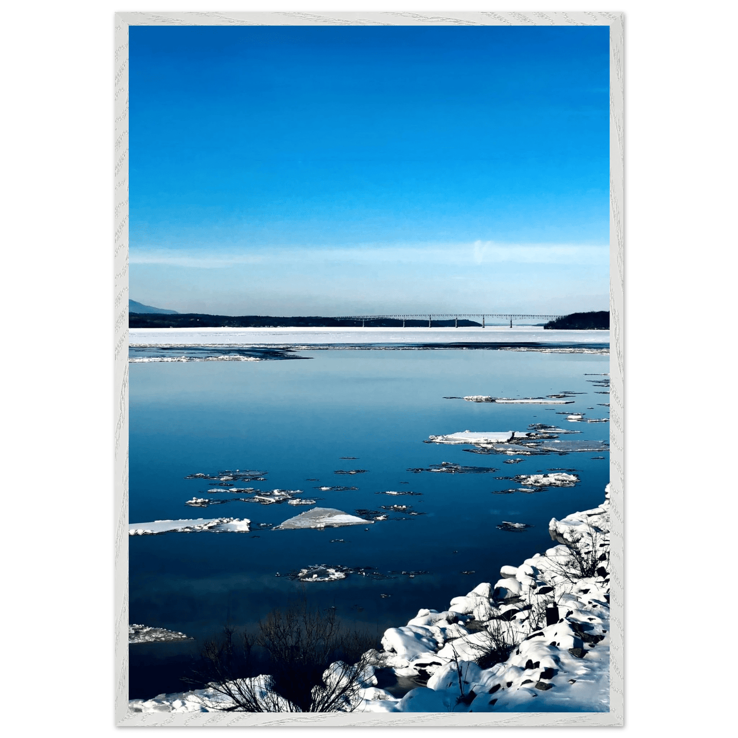 Premium Wooden Framed Hudson Valley Winter Poster – Chic Wood Framing with Snowy Vibes: Travel Collection - Studio Edition: Holiday 25 - CaliCuration