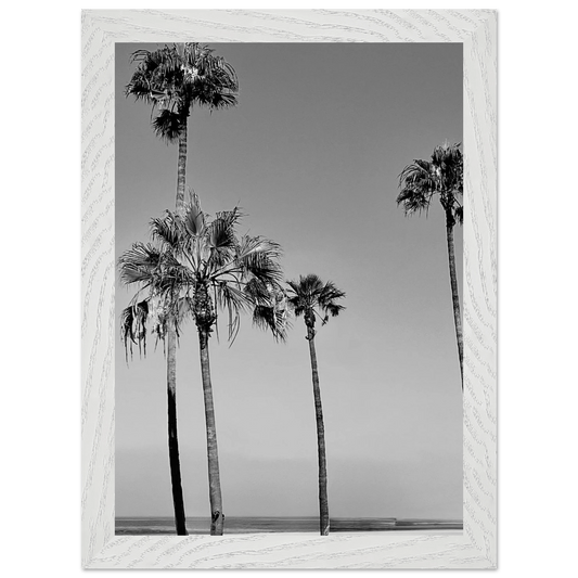 Premium Wooden Framed Poster Semi Glossy SoCal Beach Icons: California Poster Art – Studio Edition Black & White Series: Holiday 25 - CaliCuration