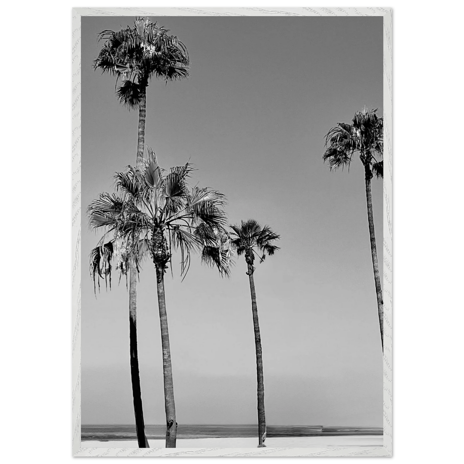 Premium Wooden Framed Poster Semi Glossy SoCal Beach Icons: California Poster Art – Studio Edition Black & White Series: Holiday 25 - CaliCuration