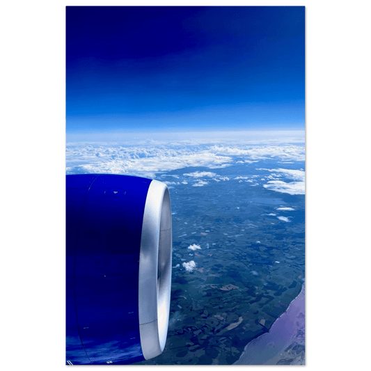Stunning Airplane Turbine Aluminum Print – Cross - Atlantic View Artwork - CaliCuration