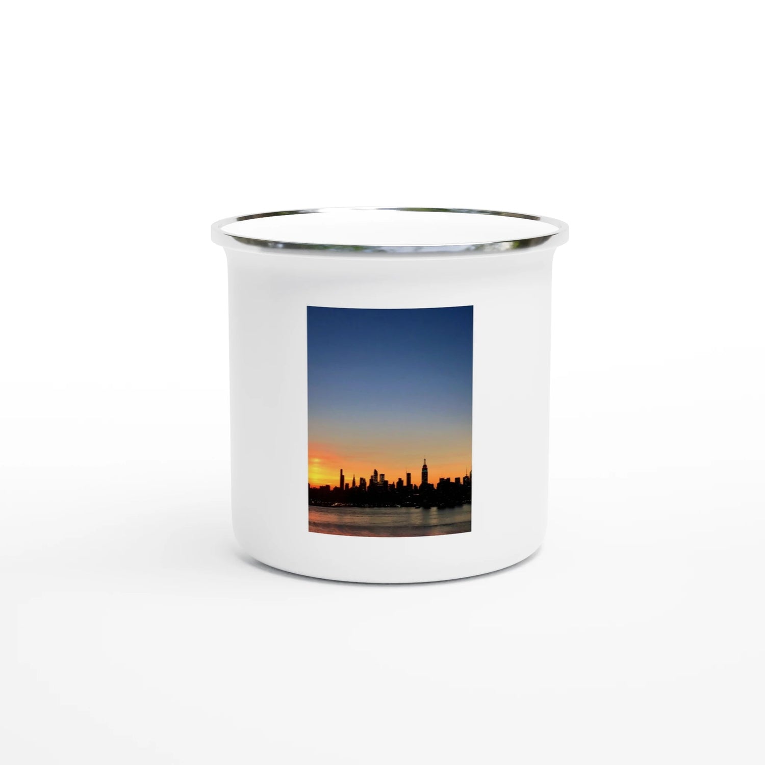 Stylish NYC Sunset Enamel Mug – 12oz Perfect for Indoor and Outdoor Use - CaliCuration